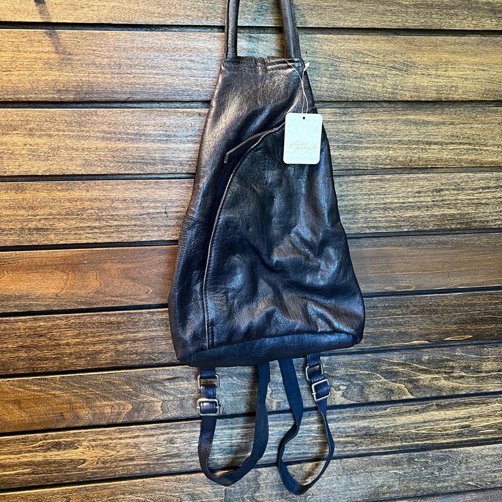 Free People Black Leather Backpack